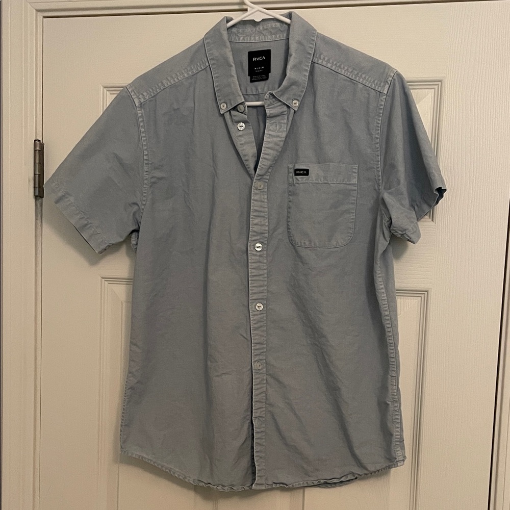 RVCA Men's Casual Light Blue Button Down Shirt